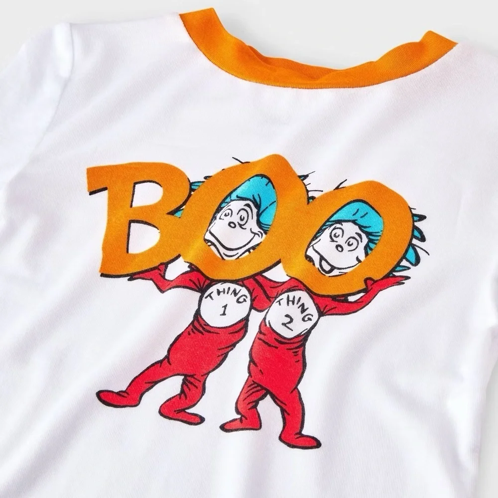Dr. Seuss nwt Thing 1 Thing 2 Long Sleeve Snug Fit Pajama Set - Black/White 4T